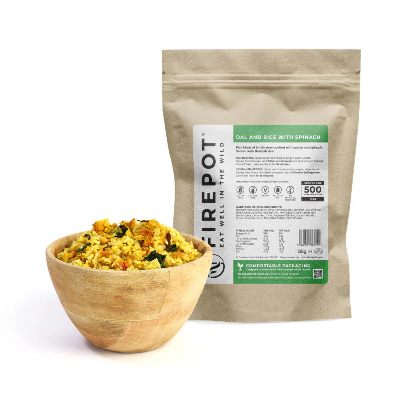 Repas déshydratés - Dal et riz aux épinards - FIREPOT |Bekayak